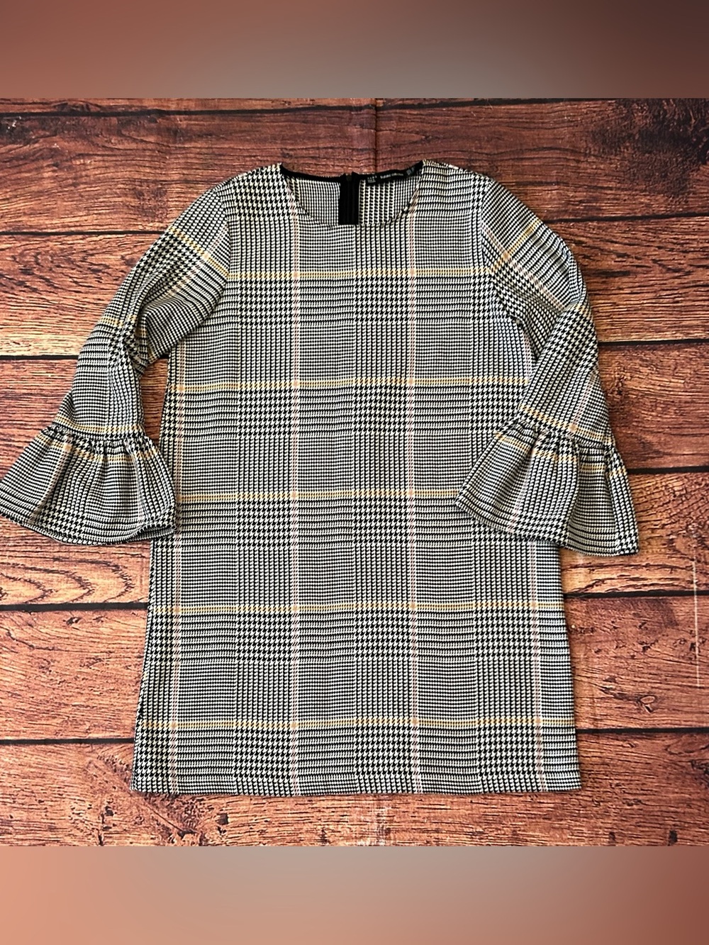 Zara Dress Zara Bell‎ Sleeved Houndstooth Size Medium